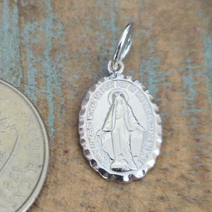 Virgin Mary Charm, Tiny Silver Miraculous Medal, Miraculous Medal Charm ...