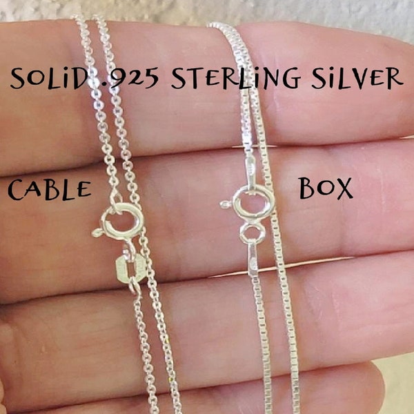 Sterling Silver Chain Necklace 925 Genuine, Silver Chain, Cable Chain, Box Chain, Silver Rolo Chain, Necklace for women