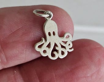 Octopus Charm Pendant 925 Sterling Silver,Sea Life Animal, Ocean Beach Nautical