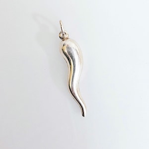 Sterling Silver Italian Horn Charm Pendant, Lucky Italian Horn, 925, Horn Pendant for Necklace, Gift