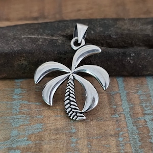 Palm Tree Charm Sterling Silver Beach Vacation Pendant, Beach Pendants, Ocean Jewelry