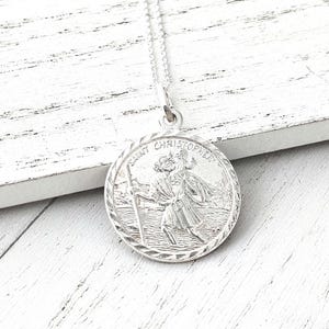 Sterling Silver St. Christopher Medal Necklace: Catholic Patron Saint Pendant