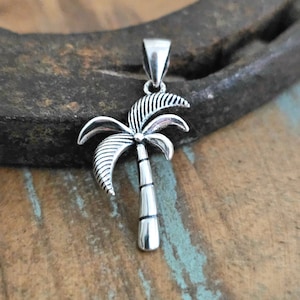 Palm Tree Charm, Palm Tree Pendant, Detailed Beach Charm, Tropical Charm, Sterling Silver Charm, Sterling Silver Pendant