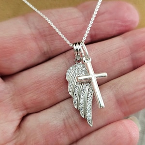 Angel cross necklace deals