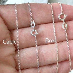 Sterling Silver Chain Necklace 925 Genuine, Silver Chain, Cable Chain, Box Chain, Silver Rolo Chain, Necklace for women image 8