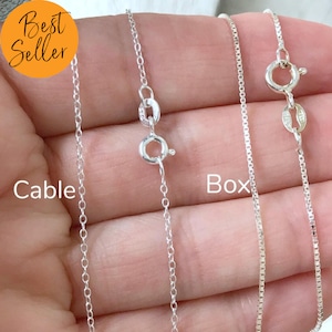 Sterling Silver 16/" Box Chain Necklace 1mm Solid 925