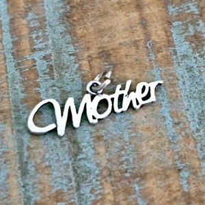 Mother Charm, Mother Word Charm, Sterling Silver Mother Pendant, Mom Charm, 925 Sterling Silver charms, Mom Gift