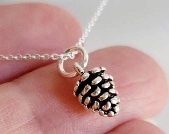 Sterling Silver Pine Cone Necklace: Dainty Nature Charm