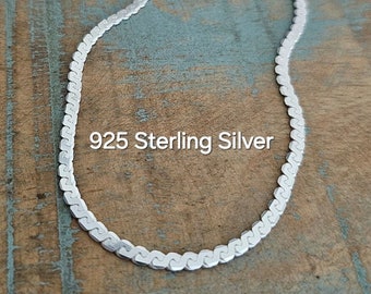 Sterling Silver Serpentine Chain Necklace, 925 Sterling Silver Chain, Necklace for women, Solid 925 Sterling Silver Chain, 925 mirror chain