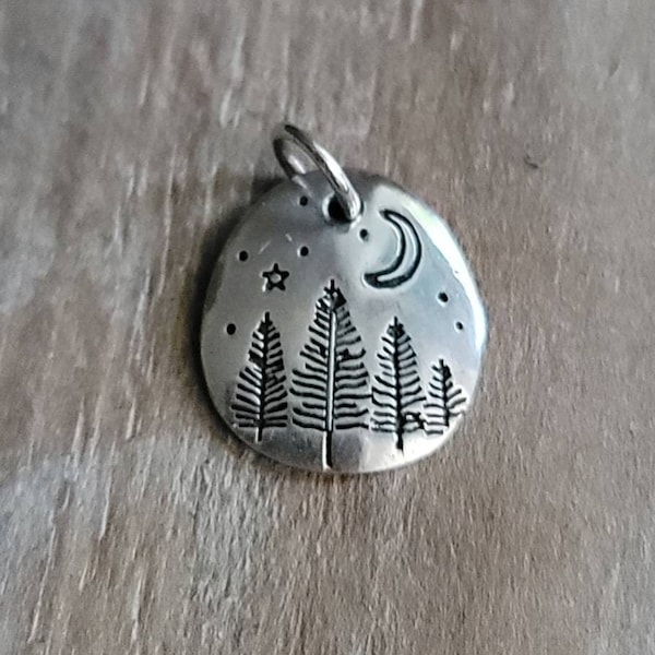 Sterling Silver Tree charm, Forest Charm, Woods Charm, Nature Charm, Camping Charm, Sterling Silver Charm
