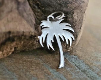 Palm Tree Charm, 925 Sterling Silver Beach Pendant