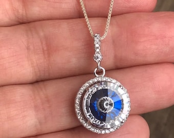 SilverLuxe Womens Sterling Silver CZ Evil Eye Disc Pendant Necklace 15 2