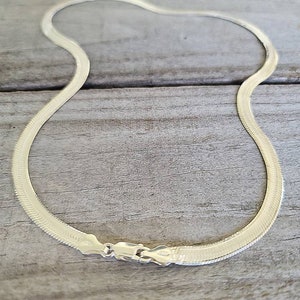 Sterling Silver Herringbone Chain Necklace, 16”, 18&quot;, 20&quot; 925, Sterling Silver Flat Snake Chain