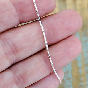 Sterling Silver Box Chain Necklace: .8mm Diamond Cut