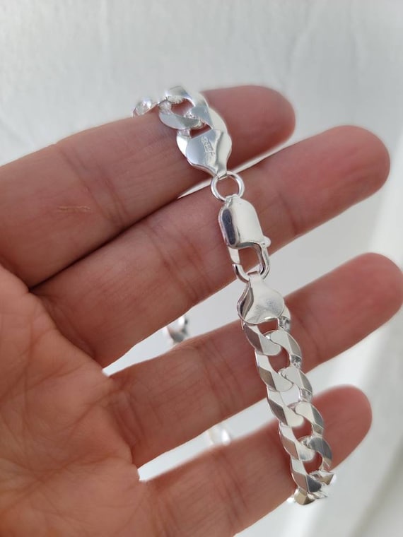 9" Details about   Sterling Silver Polished 6.25mm Open Curb Bracelet w/ Lobster Clasp 7" 