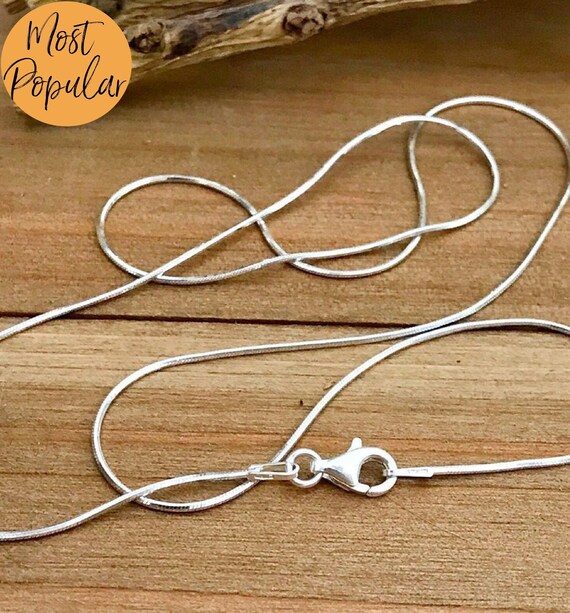 Stunning Sterling Silver 1MM Classic Snake Necklace Chain 40-60 cm 16-24" Stunning Sterling Silver 1MM Classic Snake Necklace Chain 40-60 cm 16-24"