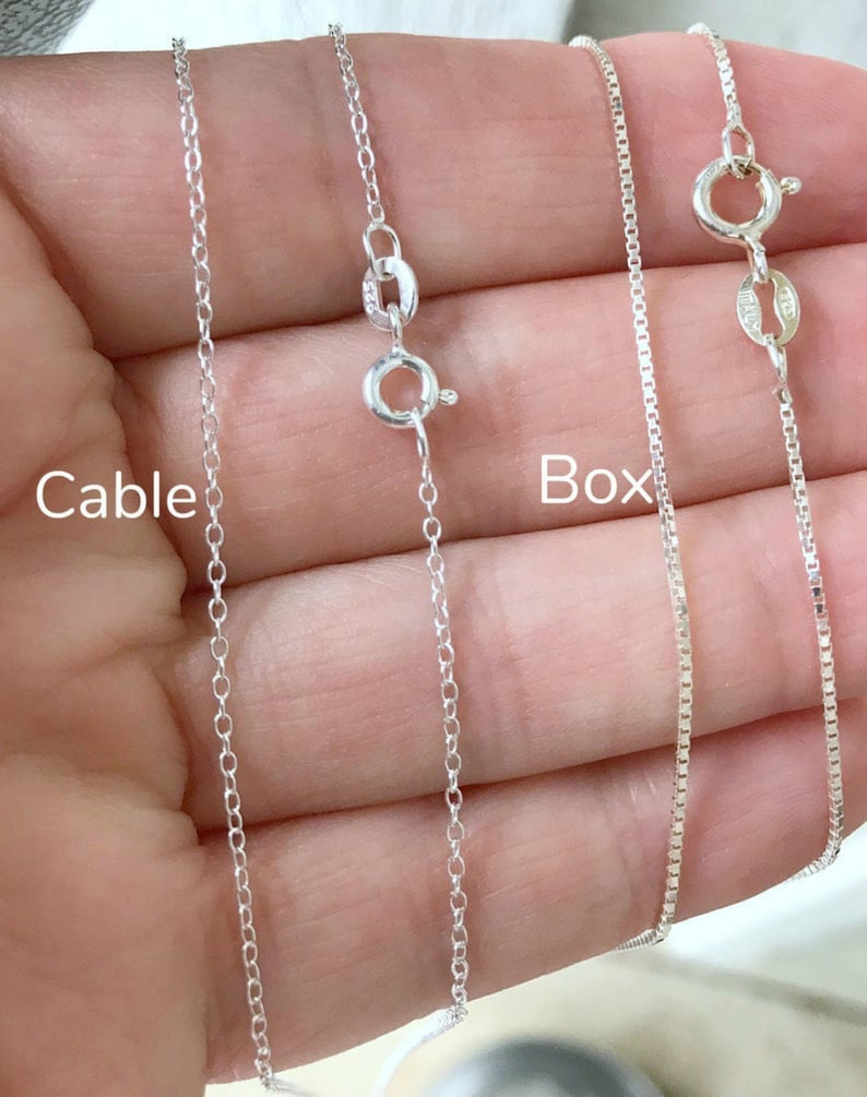 Solid .925 Sterling Silver Cable Chain Box Chain 14 Etsy