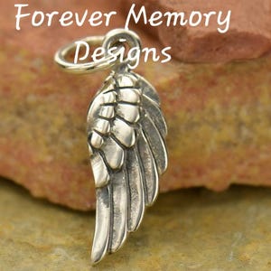 Angel Wing Memorial Charm, 925 Sterling Silver, Religious Faith, Memorial