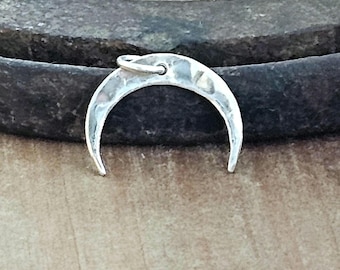 Sterling Silver Crescent Moon Charm, Moon Necklace, Celestial Jewelry
