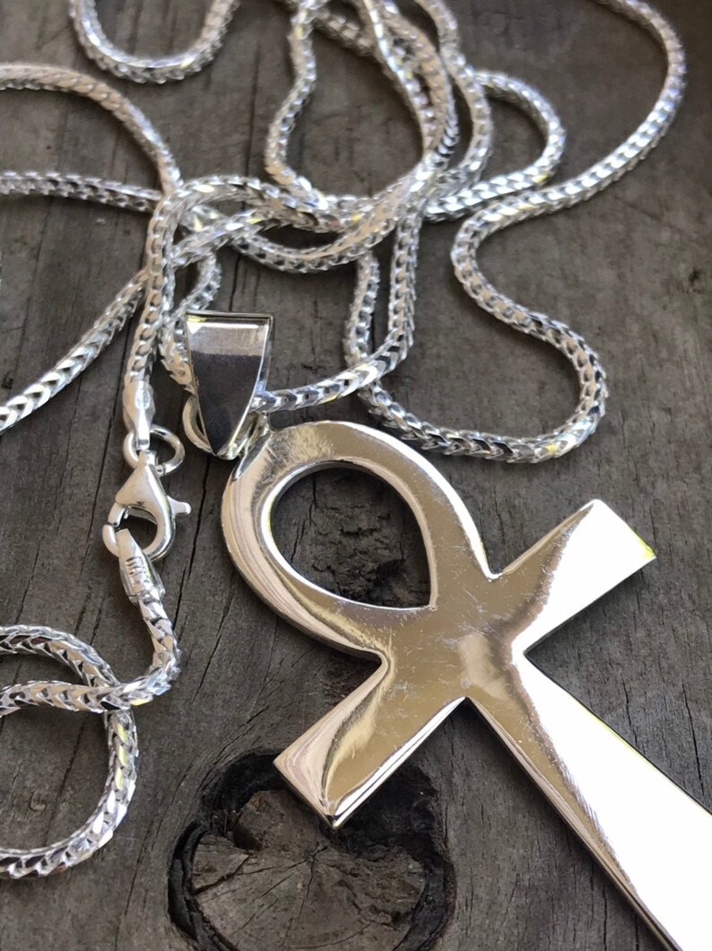 Sterling Silver Womens 1mm Box Chain Mini Smooth Ankh Pendant Necklace Sterling Silver Womens 1mm Box Chain Mini Smooth Ankh Pendant Necklace