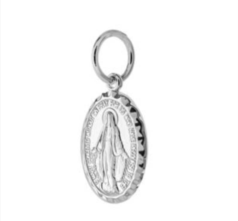 Virgin Mary Charm, Tiny Silver Miraculous Medal, Miraculous Medal Charm ...