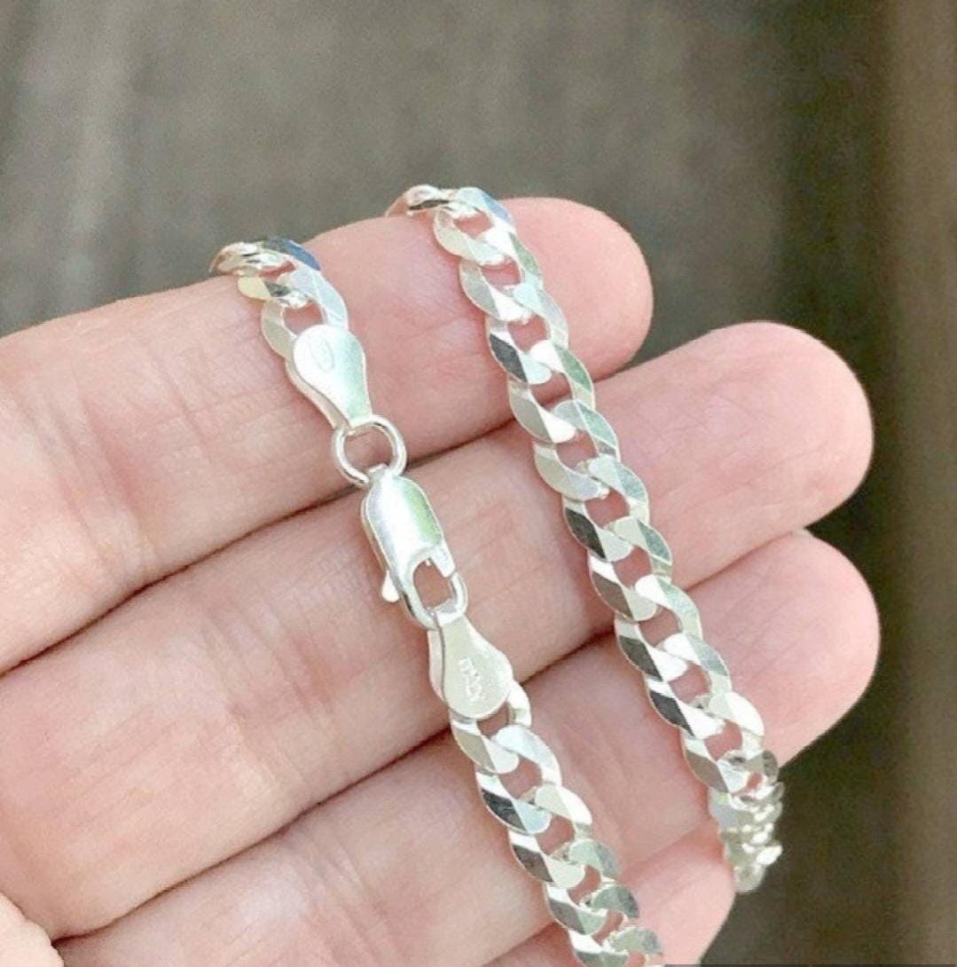 Italian Sterling Silver Curb Link Bracelet - 7mm Wide - Etsy Canada