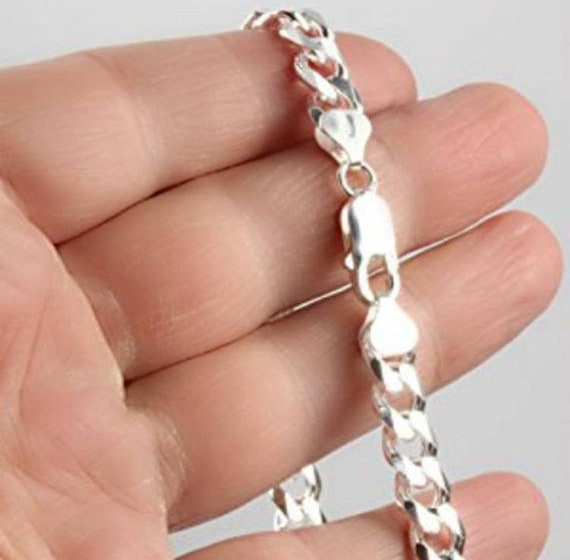 7 inch silver curb bracelet deals