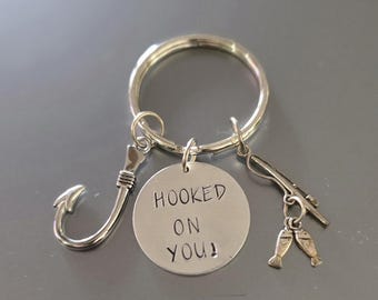 Hooked On You Keychain, Sterling Silver, Gift for Her, Mom Wife, Daughter, Sister.