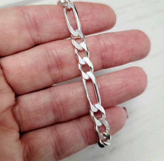Amazon.com: D Jewelry 925 Sterling Silver Solid Flat Figaro