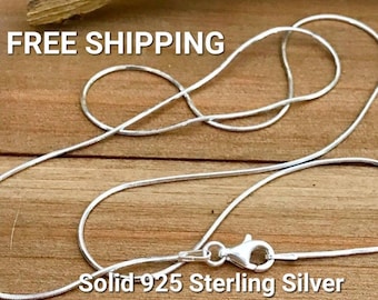 Best Seller, 925 Sterling Silver Snake Chain, 1mm Smooth, Shiny Chain, 16" 18" 20" 22" 24" length, Sterling Silver, Finished Chain, Necklace