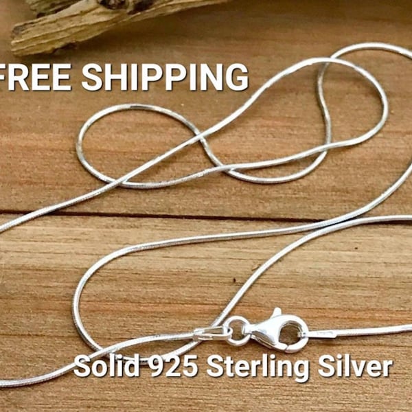 Best Seller, 925 Sterling Silver Snake Chain, 1mm Smooth, Shiny Chain, 16" 18" 20" 22" 24" length, Sterling Silver, Finished Chain, Necklace