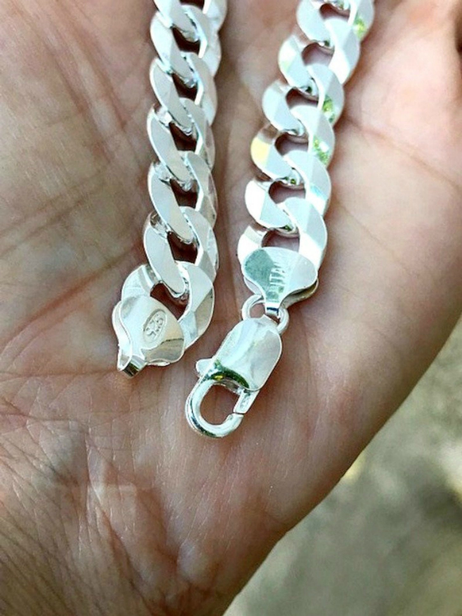 9 Solid Italian 925 Sterling Silver 9mm Wide Curb Link - Etsy
