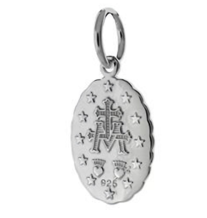 Virgin Mary Charm, Tiny Silver Miraculous Medal, Miraculous Medal Charm ...