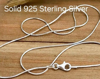 Sterling Silver Snake Chain, Smooth, Shiny Chain, 16", 18", 20", 22", 24", 30" Length, Sterling Silver Chain