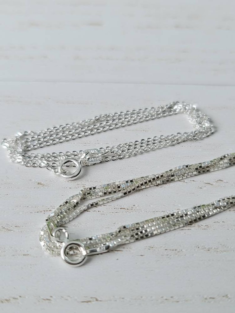 Solid .925 Sterling Silver Cable Chain, Box Chain, 14 16 18 20 22 24 30 length, 925 Solid, Sterling Silver, Finished Chain, Necklace image 8