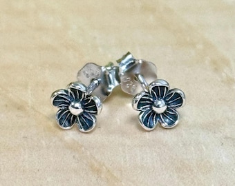 Sterling Silver Flower Earrings: Tropical Floral Studs
