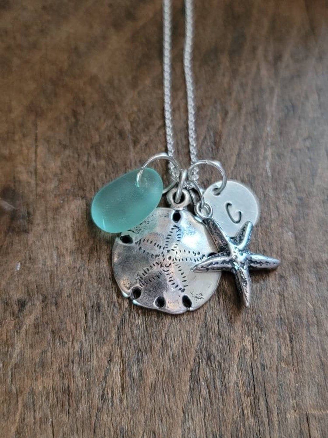 Sterling Silver Sand Dollar Necklace With Starfish Charm, Genuine Sea ...
