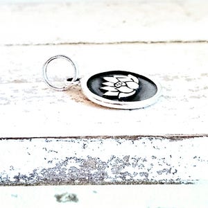 Sterling Silver Lotus Flower Charm Pendant: Meditation Jewelry