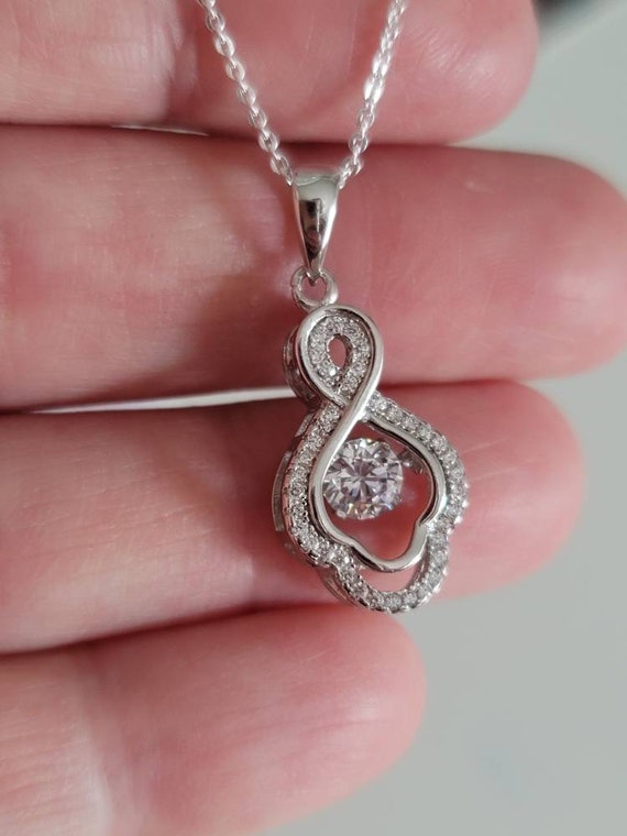 Dancing Diamond Necklace Sterling Silver CZ Infinity Symbol