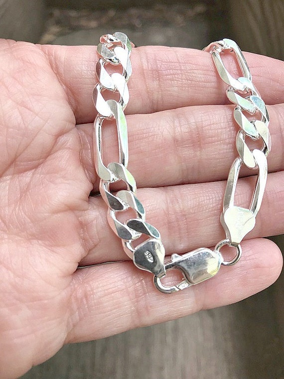 Italian Sterling Silver Figaro Chain Bracelet - Men's 8mm - Etsy