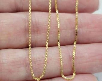 Yellow Gold Chain over 925 Sterling Silver, Box Chain, Cable Chain, Finished Necklace for women