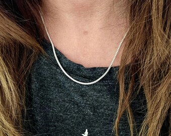 Franco Chain, Sterling Silver Wide Chain Necklace, 16" 18" 20" 22" 24" Length, Necklaces for Women, Finished Chain