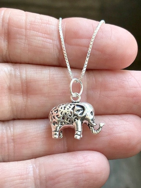 Elephant Charm Necklace 925 Sterling 