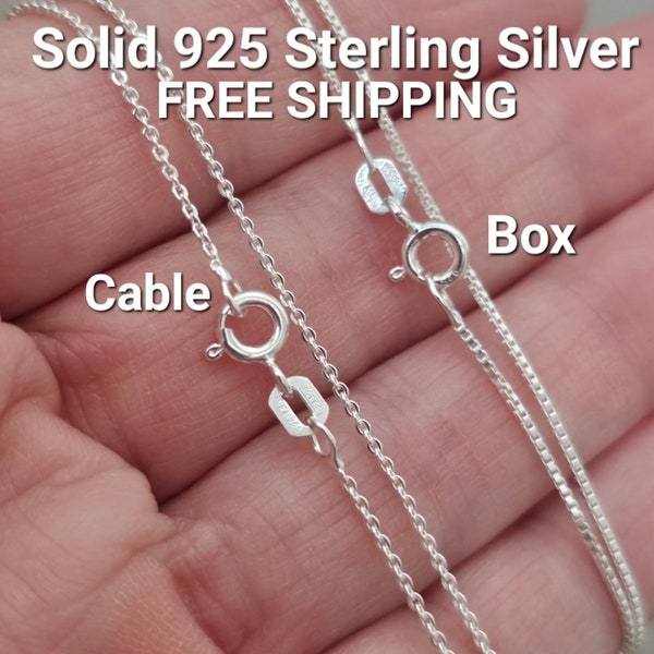 Sterling Silver Chain Necklace 925 Genuine, Silver Chain, Cable Chain, Box Chain, Rolo Chain, Necklace for women