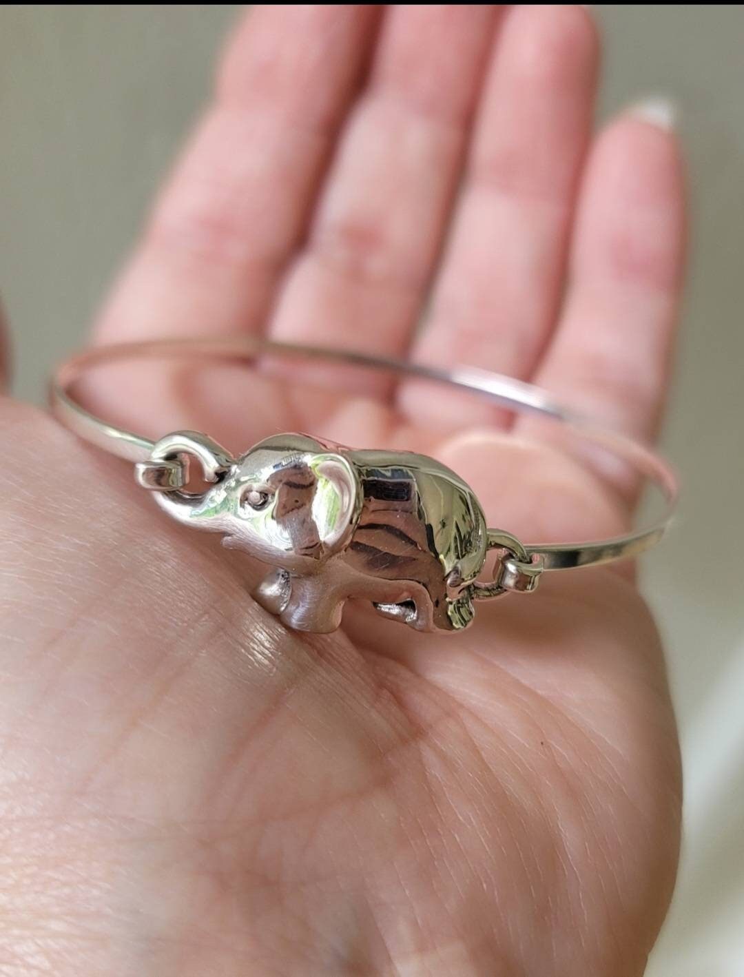 Elephant Bracelet Sterling Silver Elephant Bangle Silver Etsy