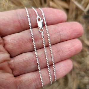 Solid .925 Sterling Silver Rope Chain, 1mm, Completed Chain, 16" 18" 20" 22" 24" 30" length, 925, Sterling Silver, Finished, Necklace