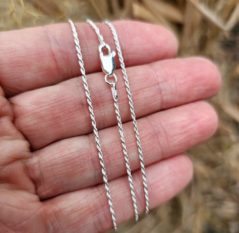 Solid .925 Sterling Silver Rope Chain, 1mm, Completed Chain, 16 18 20 22 24 30 length, 925, Sterling Silver, Finished, Necklace image 1