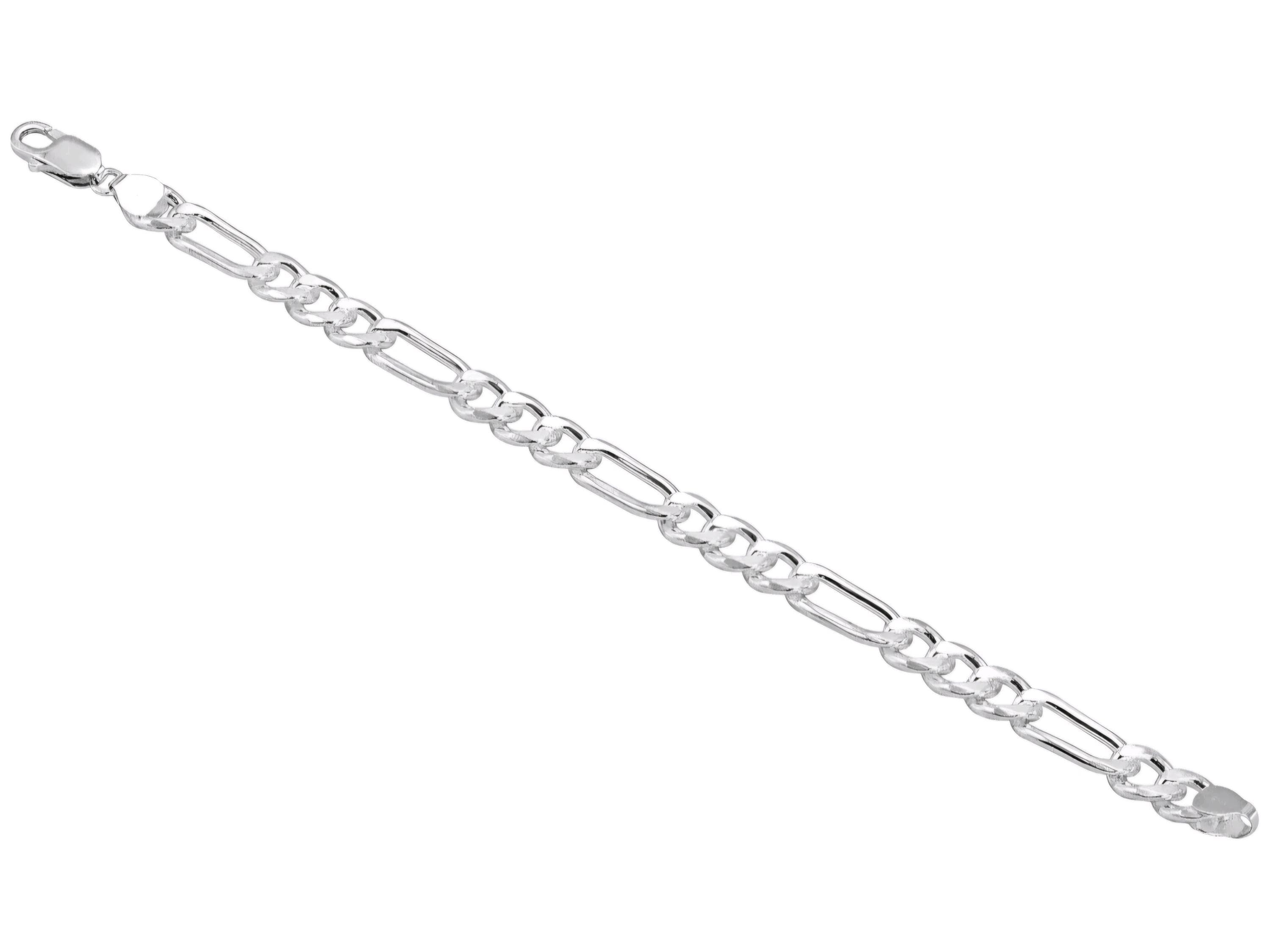 Italian 925 Sterling Silver Figaro Bracelet - 7mm Wide - Etsy