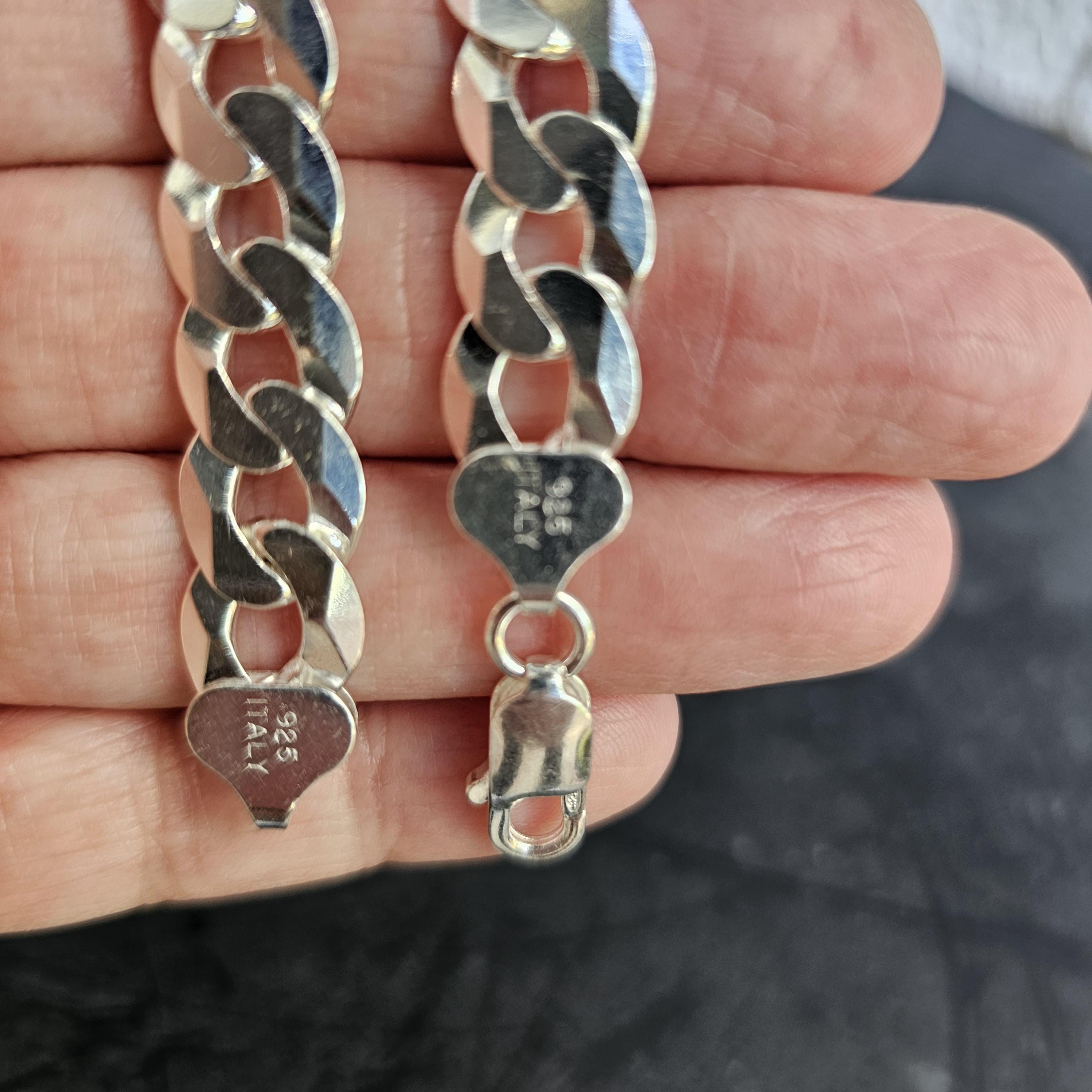 Italian 925 Sterling Silver Curb Link Bracelet - 10mm Wide - Etsy
