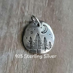 Sterling Silver Tree charm, Forest Charm, Woods Charm, Nature Charm, Camping Charm, Sterling Silver Charm